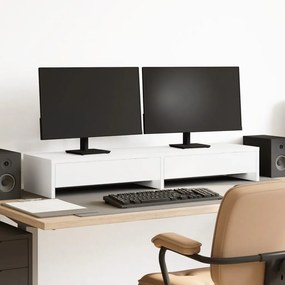 vidaXL Suporte monitor c/ gavetas 100x27x15cm derivados madeira branco