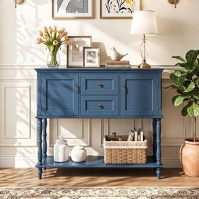 Mesa Consola de Estilo Vintage, 100 x 36 x 86,5 cm, Amplo Espaço de Arrumação, Azul