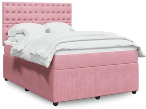 Cama com molas/colchão 140x200 cm veludo rosa