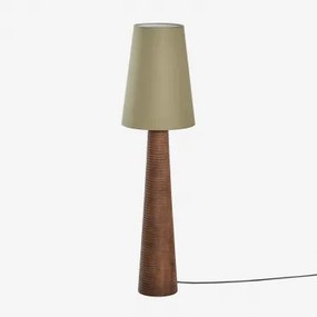 Candeeiro De Pé Em Madeira De Manga Malva Sage Green Ø30 Cm - ↑40 Cm Mallorca - Sklum