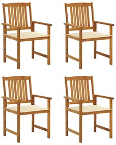 Cadeiras de jardim c/ almofadões 4 pcs madeira de acácia maciça