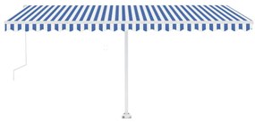 Toldo automático independente 500x300 cm azul e branco