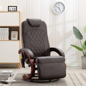 vidaXL Cadeira de massagens reclinável p/ TV couro artificial castanho
