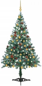Árvore de Natal c/ aspeto de gelo luzes LED/bolas/pinhas 150 cm