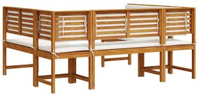 Conjunto de Jardim com 5 Peças e Almofadas em Madeira Sólida de Acácia