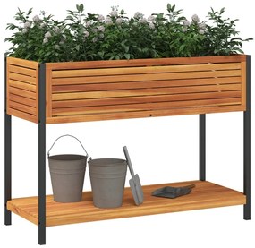 Vaso/floreira de jardim c/ prateleira 110x45x80 cm acácia/aço