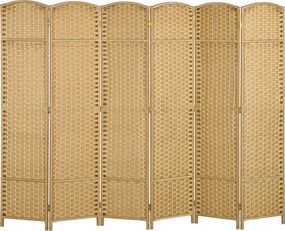 Biombos de interior em madeira com 6 painéis, 240 x 170 cm, divisória dobrável para sala de estar, quarto, acabamento natural