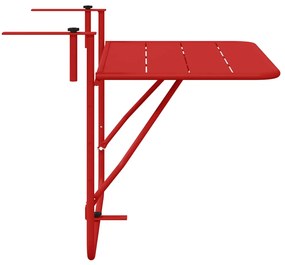 Mesa de Balcão Suspensa vidaXL Dobrável Vermelha 60x40 cm Aço