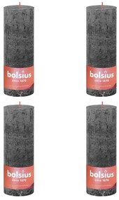 Bolsius Velas rústicas cilíndric. Shine 4pcs 190x68mm cinza tempestade