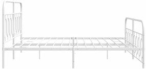Estrutura de cama com cabeceira e pés 180x200 cm metal branco