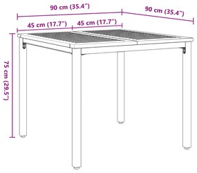 Mesa de Jardim vidaXL 90x90x75 cm em Madeira de Acácia Sólida e Metal