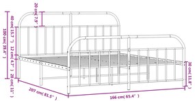 Estrutura de cama com cabeceira e pés 160x200 cm metal branco