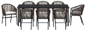 Conjunto de Jantar de Jardim de 9 Peças Castanho Rattan PE