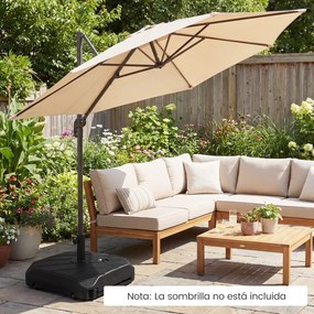Base para guarda-sol com haste telescópica reabastecível com água e areia (95 kg), com rodas, para postes de 38-48 mm, para jardim, terraço, pátio e p