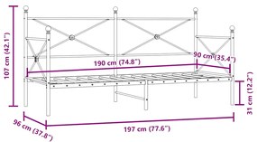 Cama de Dia sem Colchão 90x190 cm aço branco