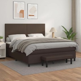 vidaXL Cama com molas/colchão 160x200 cm couro artificial castanho