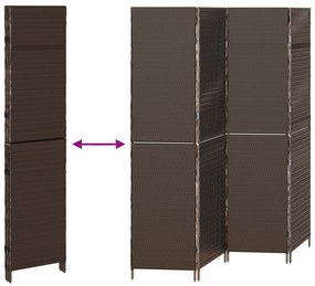 Divisor de Ambientes vidaXL 4 Painéis Dobrável Castanho 195x180 cm Pol