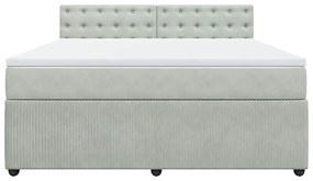 Cama com molas/colchão 180x200 cm veludo cinzento-claro