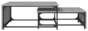 Mesas centro encastrar 2 pcs deriv. madeira/metal cinza sonoma