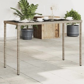 vidaXL Mesa de jardim com tampo de vidro 115x54x74 cm vime PE cinza