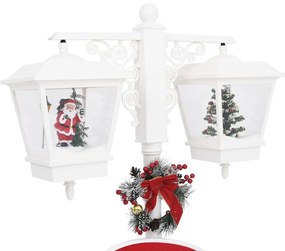 Candeeiro de rua c/ Pai Natal 81x40x188cm PVC branco e vermelho