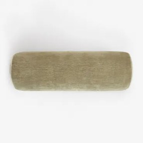 Cilindro Almofada 20x60 Cm Em Veludo Lesoto Veludo Verde Claro Exército - Branco Gardenia - Sklum