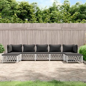 vidaXL 7 pcs conjunto lounge de jardim com almofadões aço branco