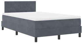 Cama Box Spring vidaXL com Colchão e LED Cinza Escuro 120x200 cm Velud