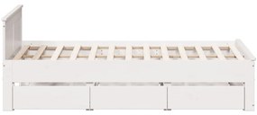 Cama sem colchão com cabeceira 160x200 cm pinho maciço branco
