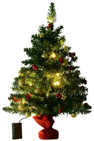 Mini Árvore de Natal 60cm Artificial Decoração de Natal de Pinheiro com Suporte Metálico 73 Ramos PVC Verde