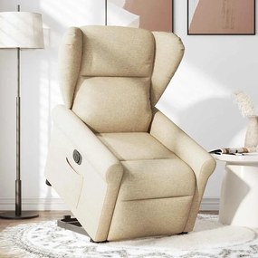Poltrona reclinável elevatória elétrica tecido cor creme