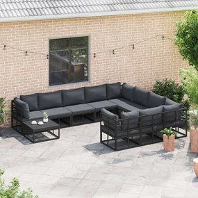Conjunto de Sofá de Jardim 10 pcs Preto 423 x 213 x 71 cm