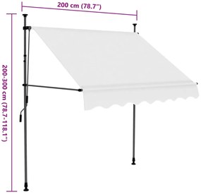 Toldo retrátil manual com LED 200 cm creme