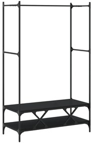 Suporte para roupas c/ prateleiras derivados de madeira preto