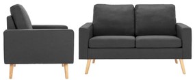 2 pcs conjunto de sofás tecido cinzento-escuro