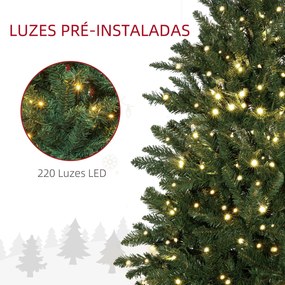 HOMCOM Árvore de Natal 150 cm Árvore de Natal Artificial com 220 Luzes