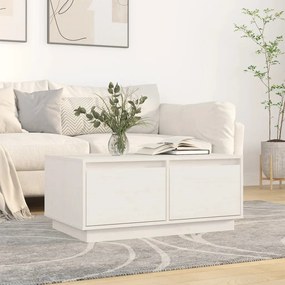 Mesa de centro 80x50x35 cm madeira de pinho maciça branco