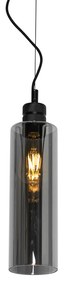 Candeeiro de suspensão moderno preto com vidro fumê - Stavelot