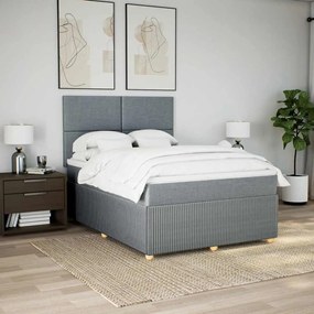 Cama com molas/colchão 160x200 cm tecido cinzento-claro