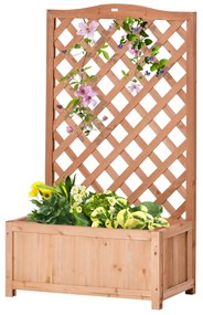 Floreira com Treliça de Madeira Caixa de Plantio com Suporte para Plantas Trepadeiras para Cultivos 70x28x117 cm Madeira