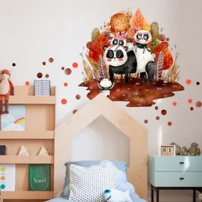 Autocolantes de parede - Pandas, família na floresta