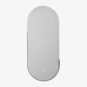 Espelho De Parede Oval 45x105 Cm Para Casa De Banho Com Luz Led E Antivapor Vacson Preto - Sklum
