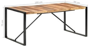 Mesa de jantar 180x90x75 cm madeira maciça