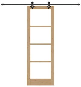 Conjunto de Porta Deslizante vidaXL com Hardware 73,5x211 cm Madeira d