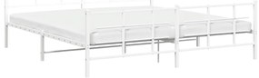 Estrutura de cama com cabeceira e pés 193x203 cm metal branco