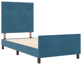 Cama vidaXL em Veludo Azul-marinho, 90x190 cm