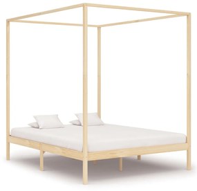 283254 vidaXL Estrutura de cama com toldo 160x200 cm madeira pinho maciço