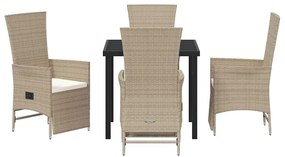 Cadeiras de Jardim Reclináveis 5 pcs Bege 80 x 80 x 73 cm
