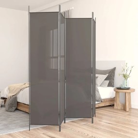 350184 vidaXL Biombo/divisória com 4 painéis 200x200 cm tecido antracite