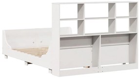 Cama com estante sem colchão 160x200 cm madeira maciça branco